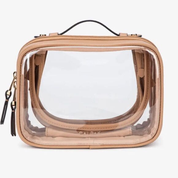 NWT Calpak Small Clear Cosmetics Case in
Caramel - Picture 1 of 5
